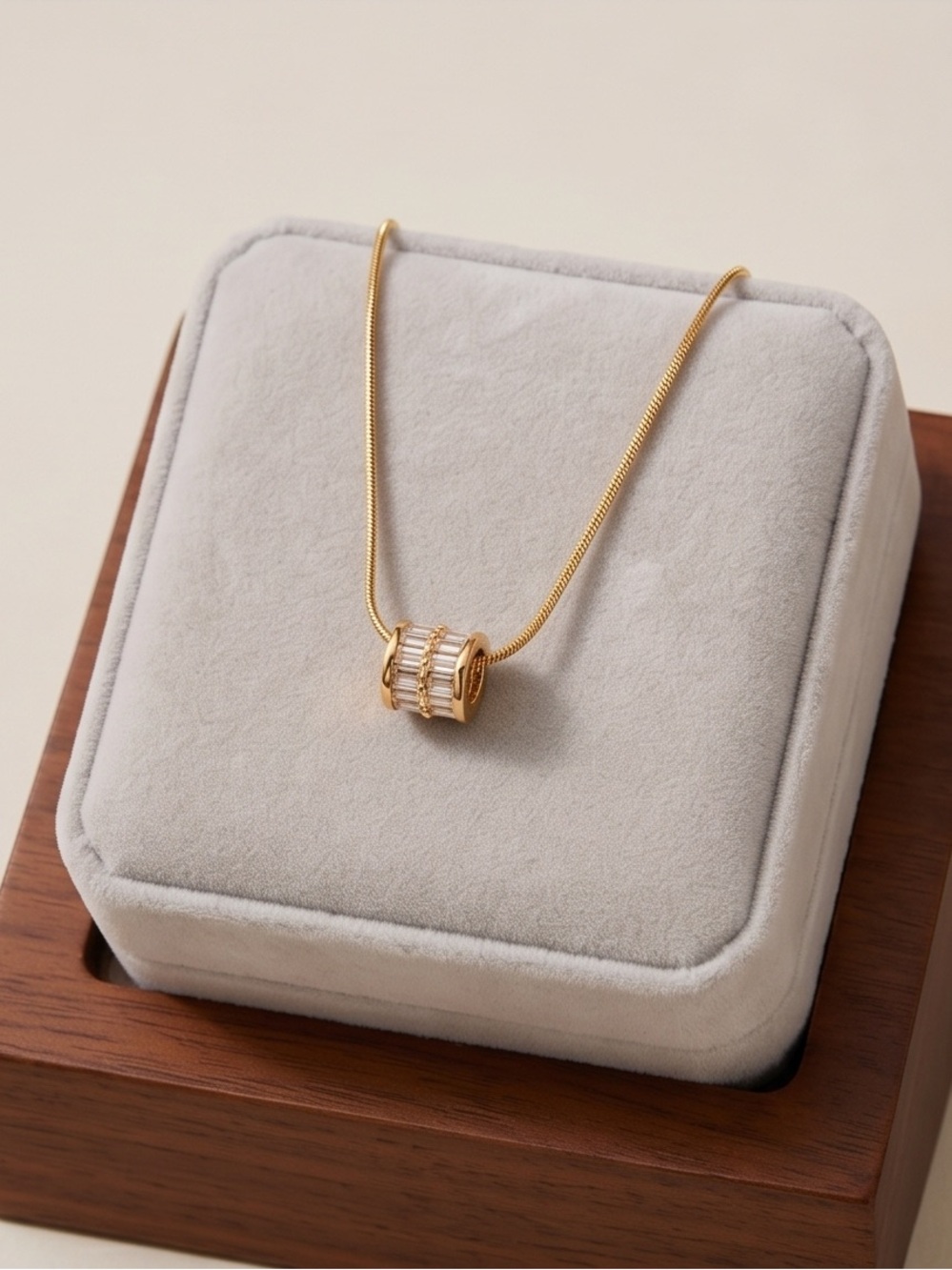 Stainless Steel Gold Plated Snake Chain With Rondelle Pendant New!